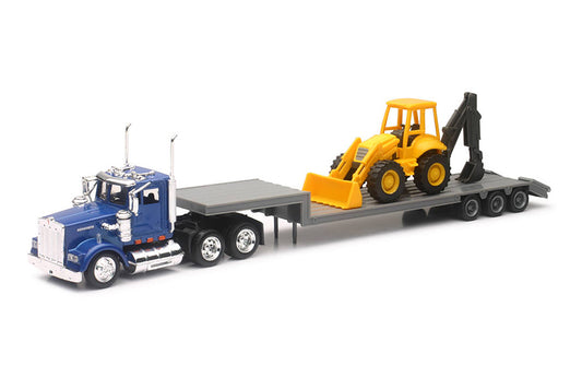 Long Haul Trucker - Kenworth® W900 Lowboy with Backhoe Loader