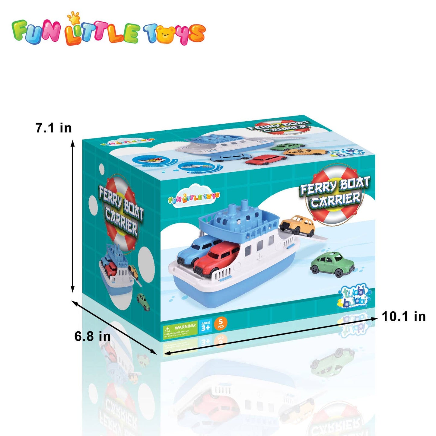 Toy Boat for Bath w/ 4 Cars