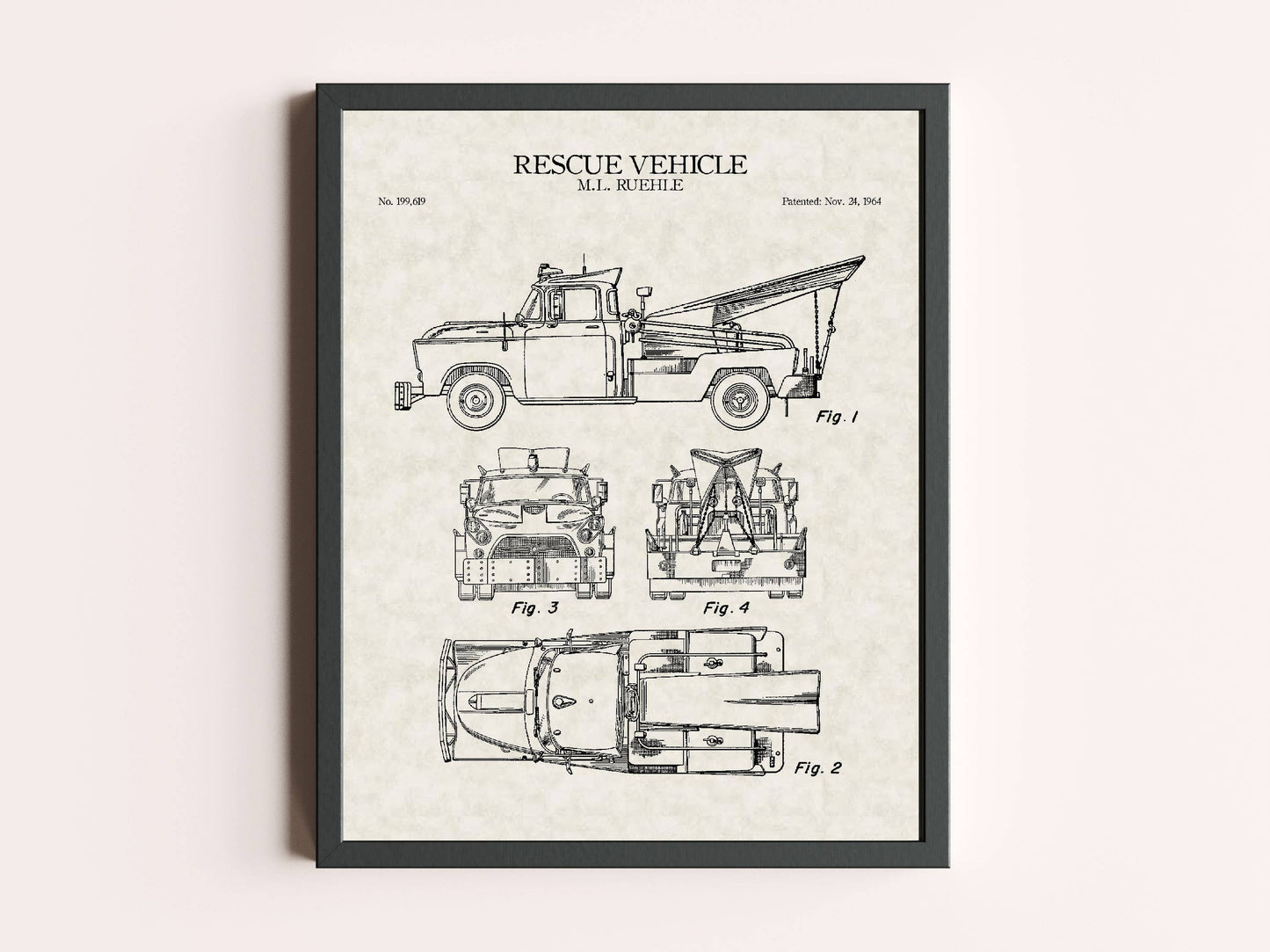 Tow Truck 1964 Patent Print