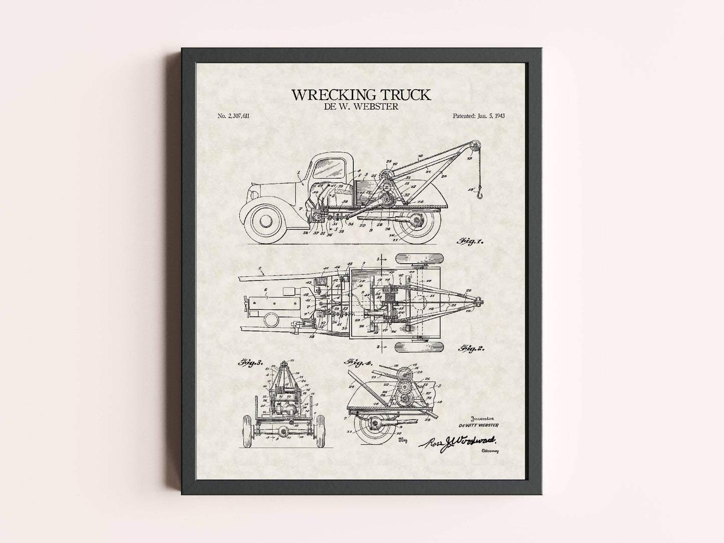 Tow Truck 1943 Patent Print