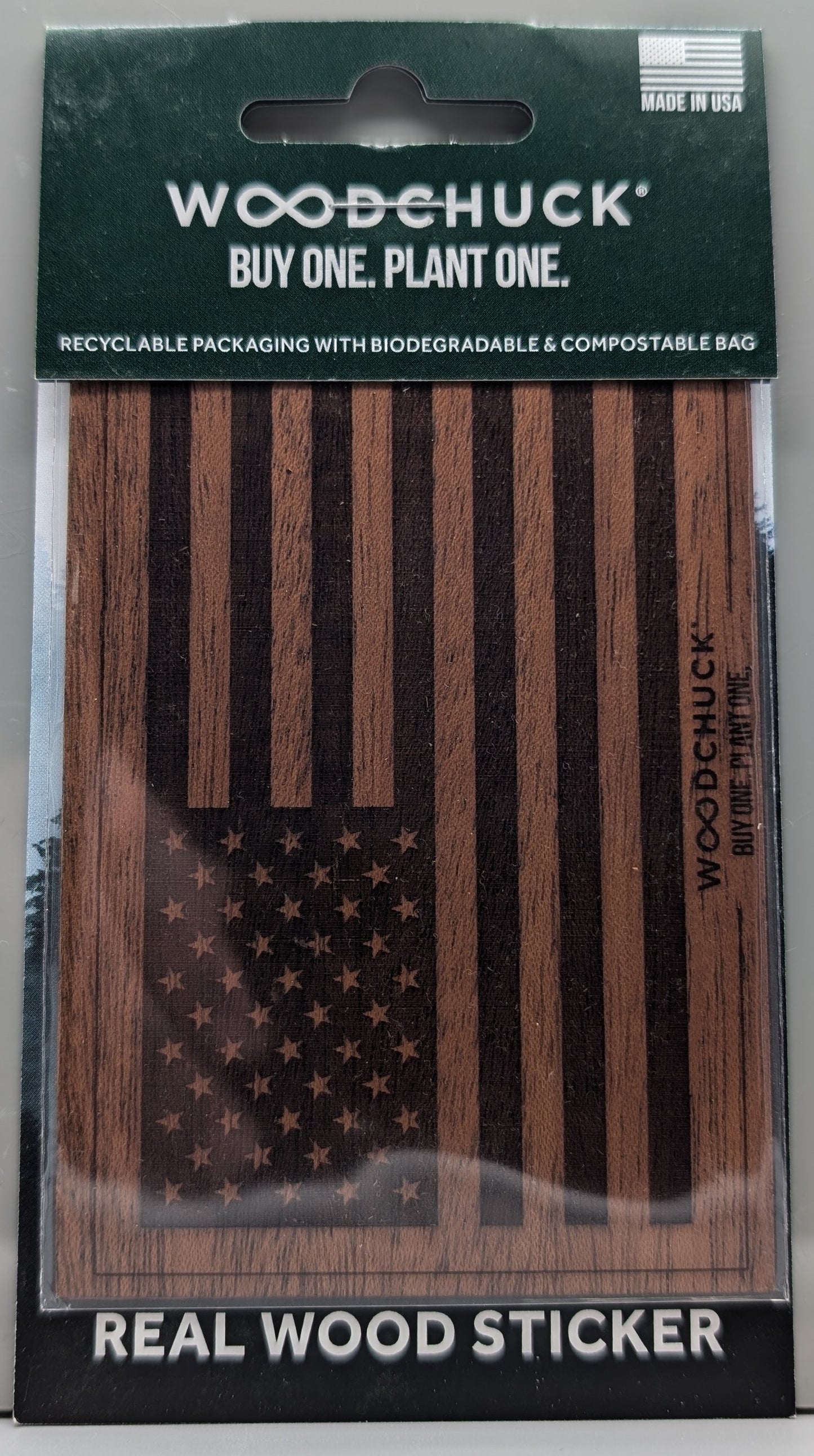 Wooden American Flag Sticker