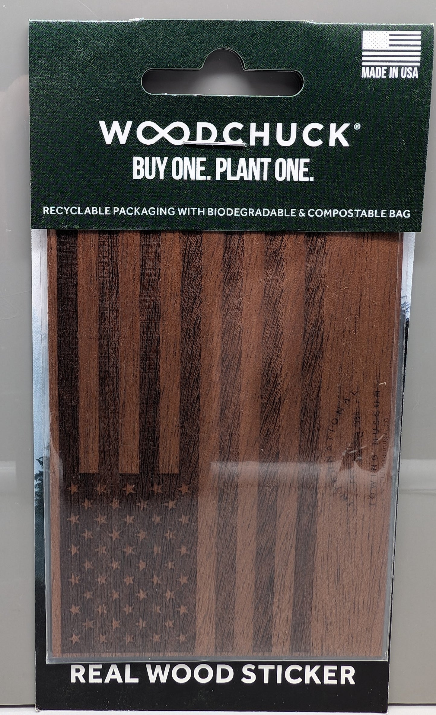 Wooden Flag Sticker w/ Logo