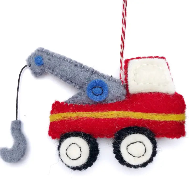 Felt Wool Tow Truck Ornament