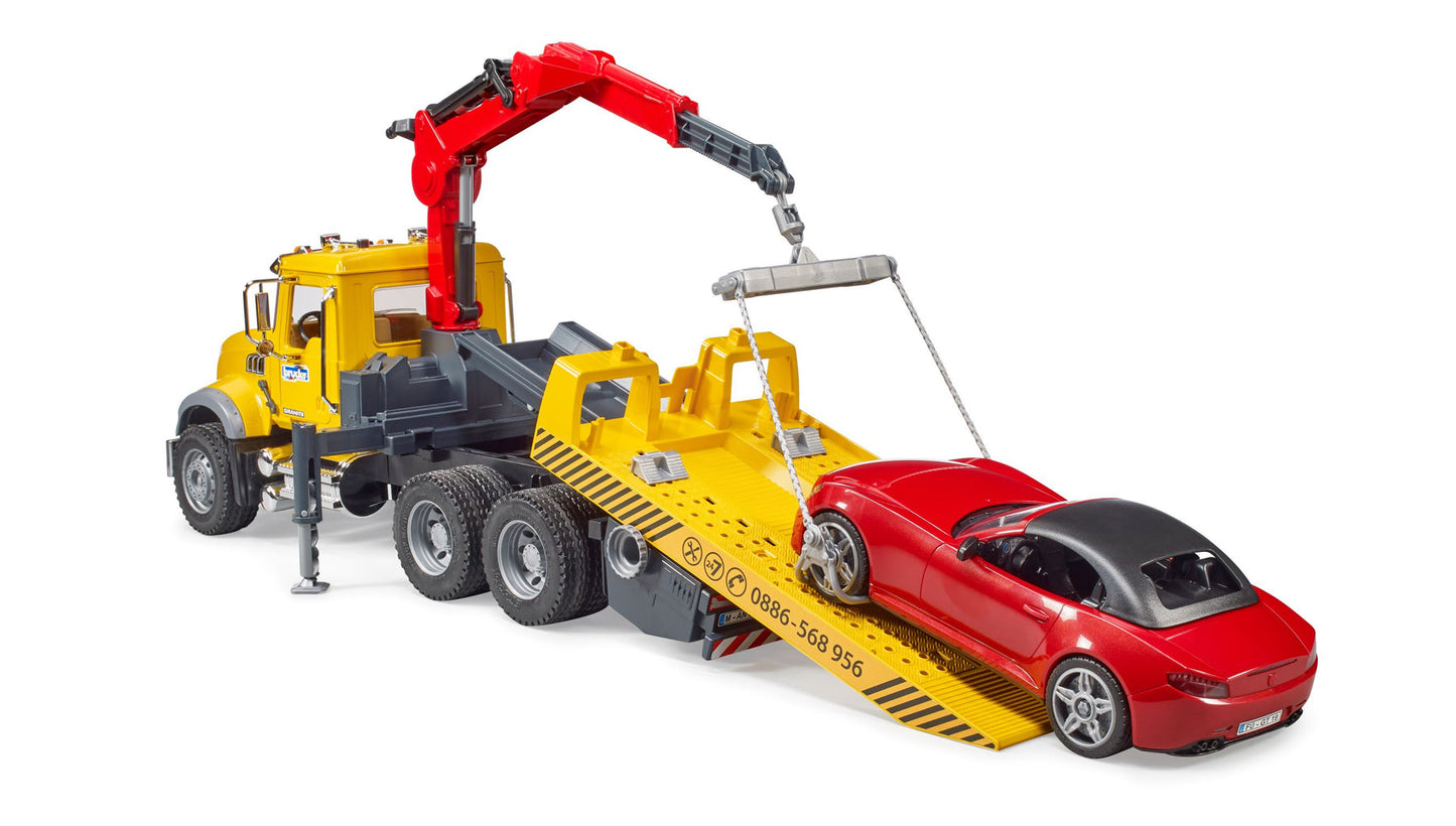 MACK Granite Tow-Truck w/ Bruder Roadster
