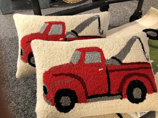 Hand Hooked Tow Truck Pillows