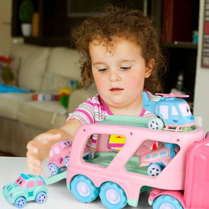 Pink Car Carrier with Lights and Sound