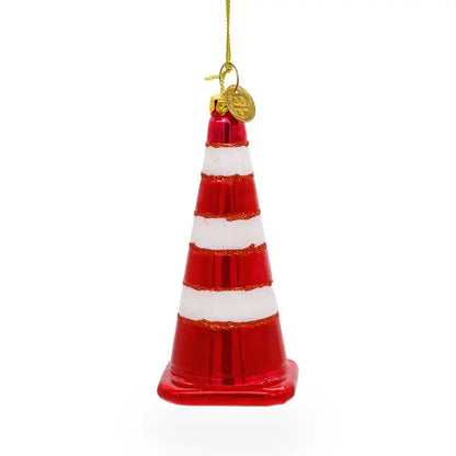 Vibrant Traffic Cone - Blown Glass Christmas Ornament