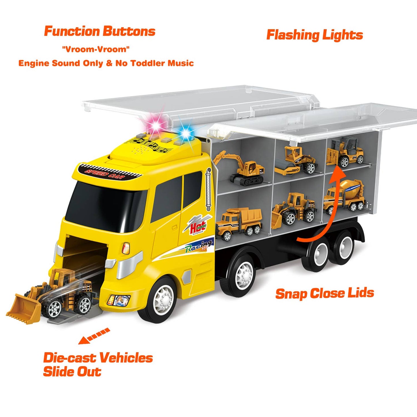 12 in 1 Die-cast Construction Car Carrier