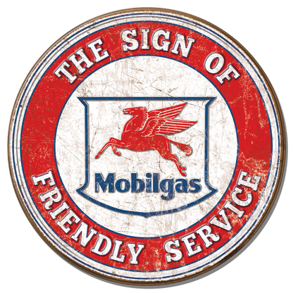 Mobil Friendly Service Tin Sign