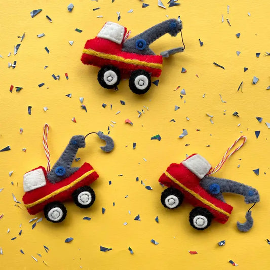 Felt Wool Tow Truck Ornament