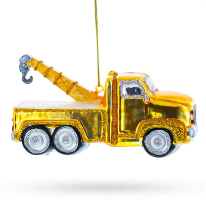 Rescue Tow Truck - Blown Glass Christmas Ornament