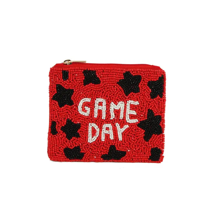 Game Day Red Beaded Coin Purse