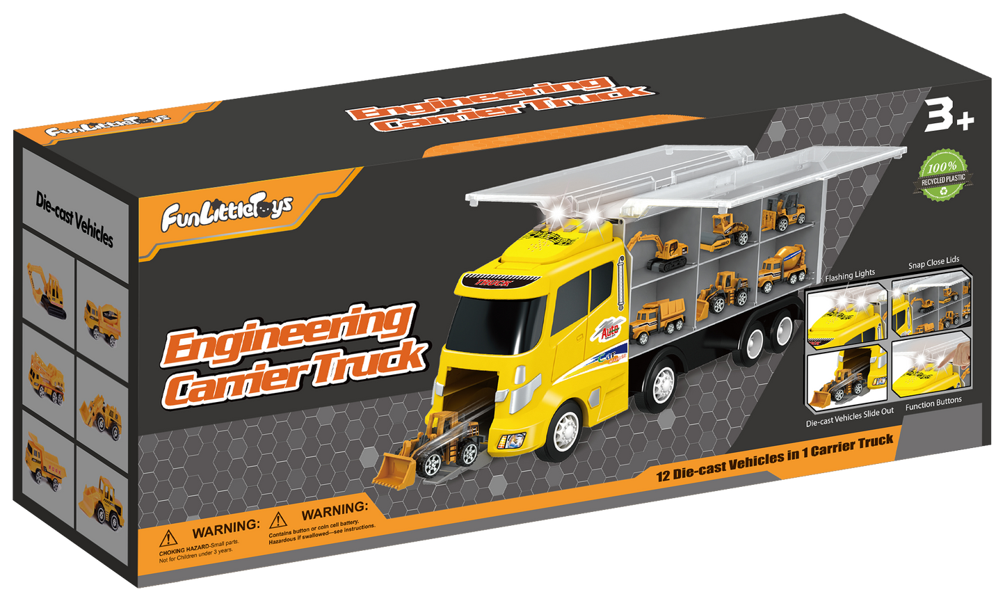12 in 1 Die-cast Construction Car Carrier