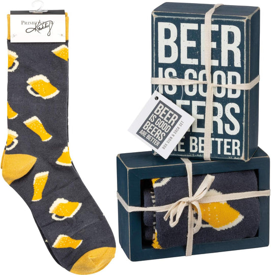 Beers Sign & Socks Gift Set