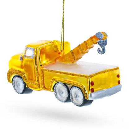 Rescue Tow Truck - Blown Glass Christmas Ornament