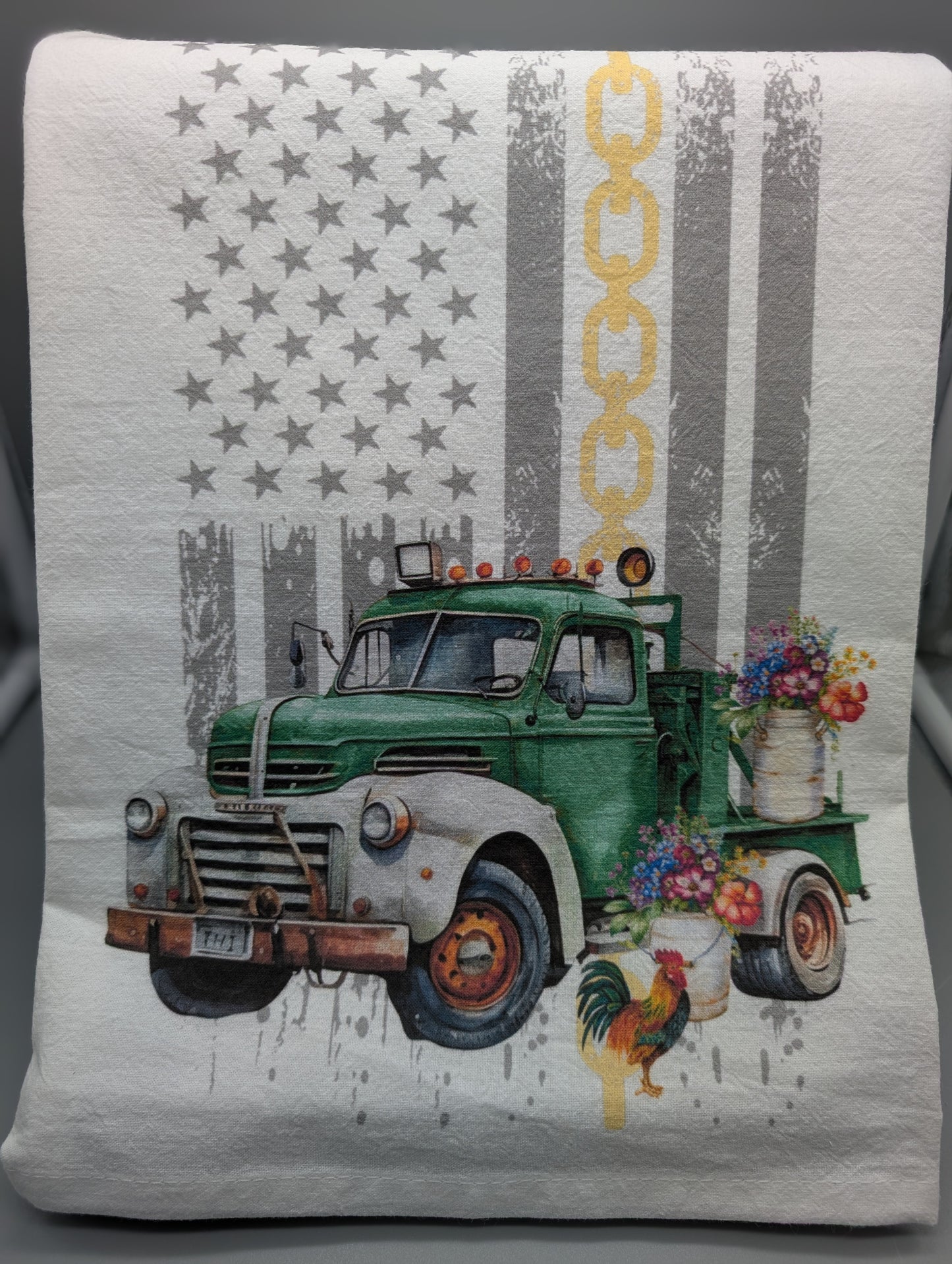 Tea Towel, Green Tow Truck