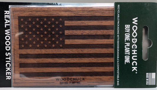 Wooden American Flag Sticker