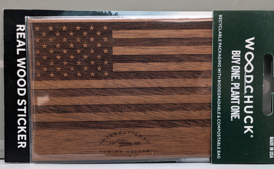 Wooden Flag Sticker w/ Logo