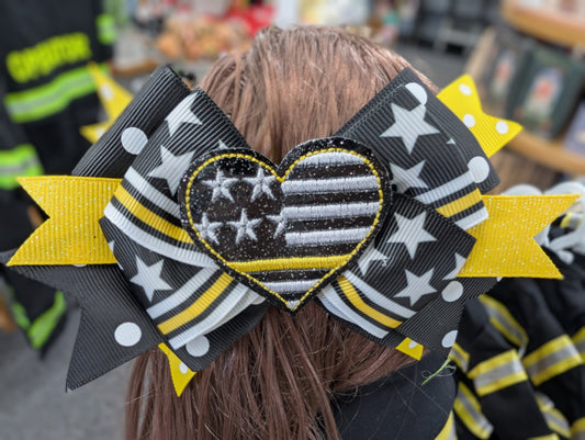Yellow Line Hair Bow
