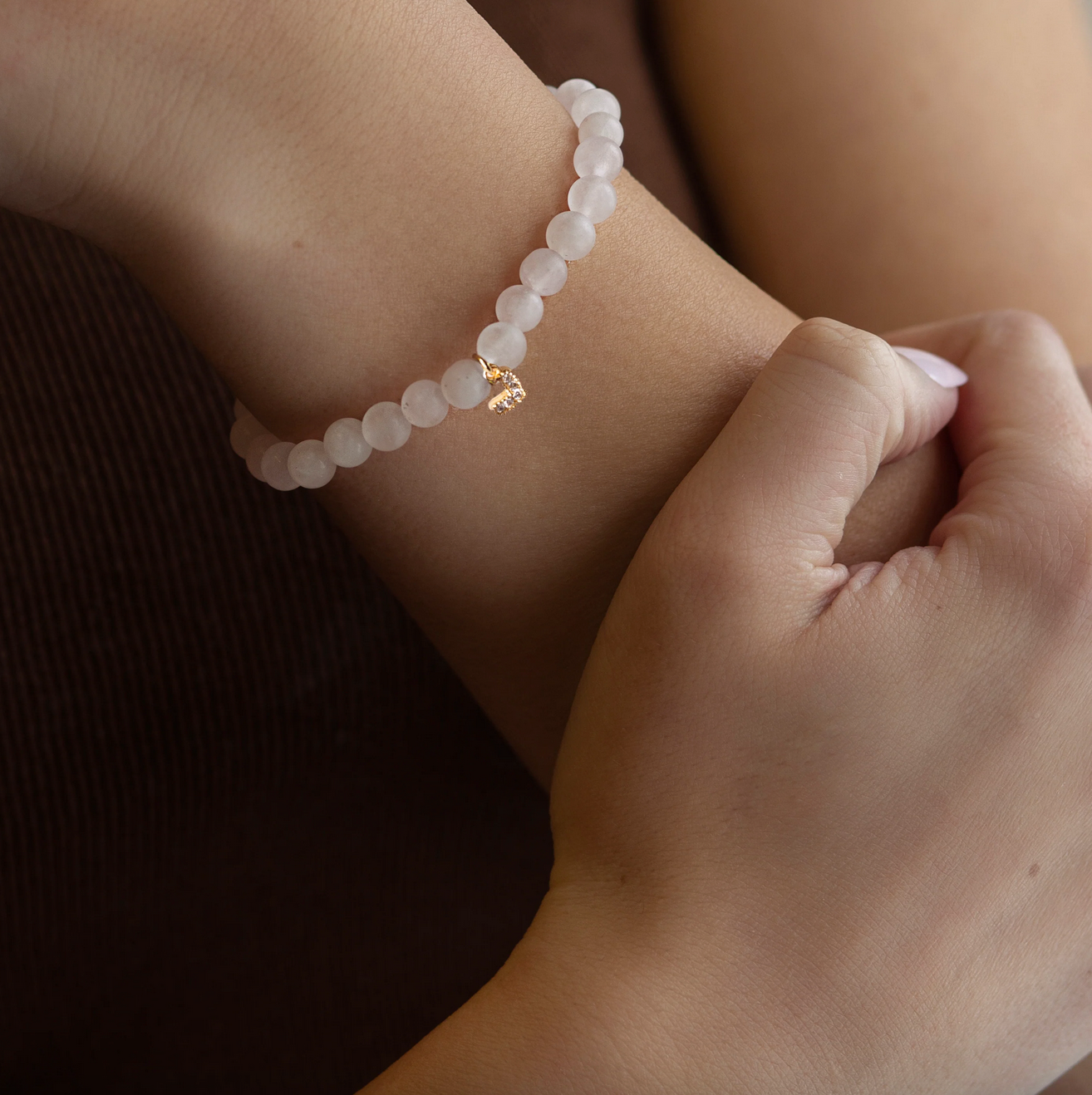 Gemstone Heart Bracelet - Rose Quartz