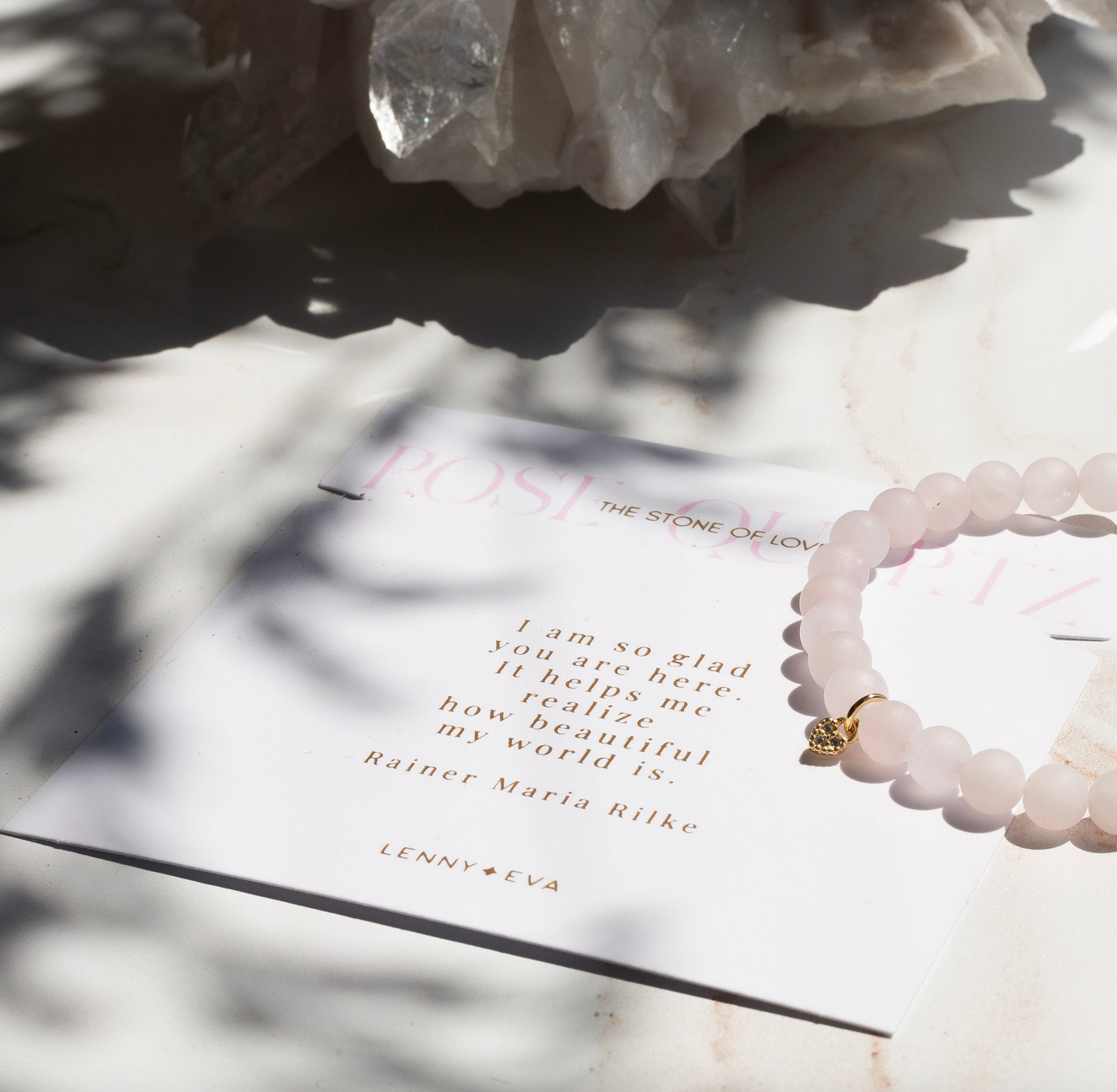 Gemstone Heart Bracelet - Rose Quartz