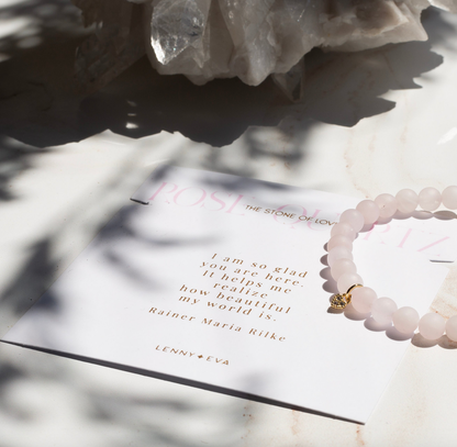 Gemstone Heart Bracelet - Rose Quartz