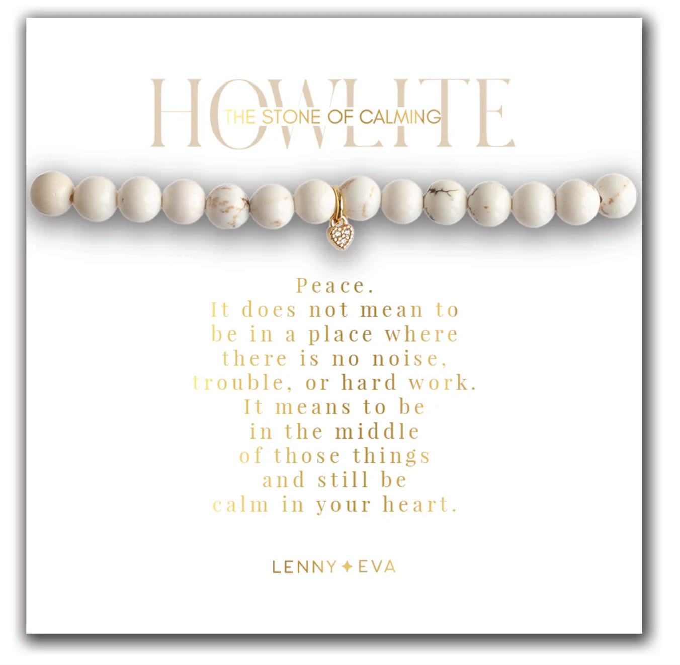 Gemstone Heart Bracelet - Howlite