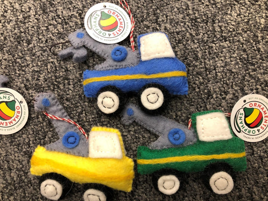 Wool Tow Truck Christmas Ornament