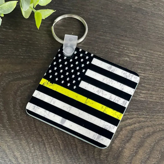 Yellow Line Flag Keychain
