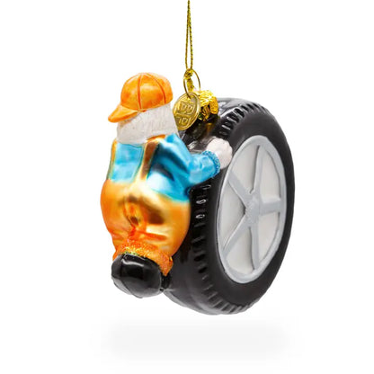 Skilled Tire Repair Mechanic - Blown Glass Christmas Ornament