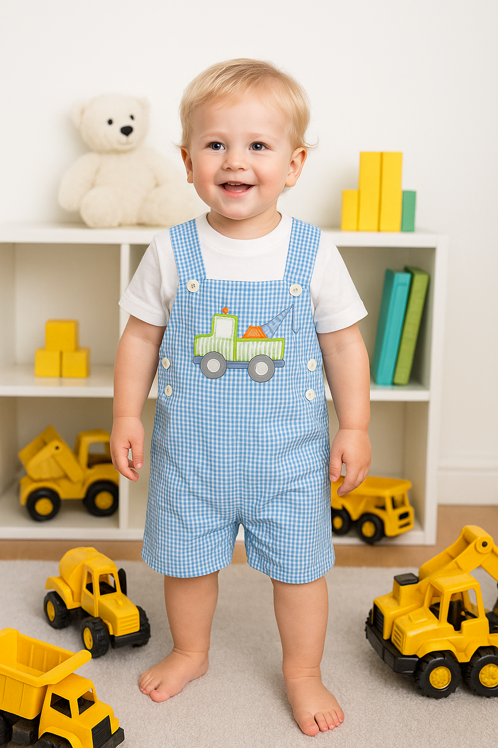 Romper with Tow Truck Applique
