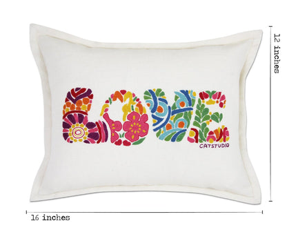 Flower Power Love Pillow by Catstudio