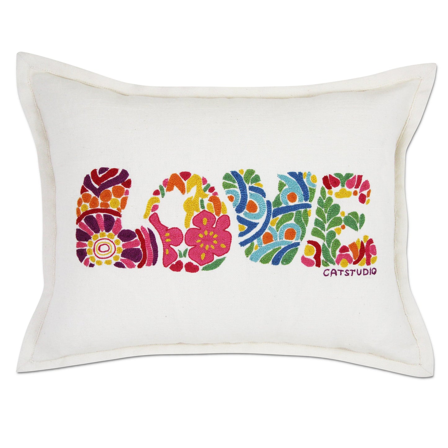 Flower Power Love Pillow by Catstudio