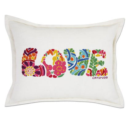 Flower Power Love Pillow by Catstudio